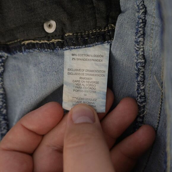 Democracy Freedom Jegging Light Blue Denim Jeans Size 14 35/28 Factory Distresse - Picture 9 of 9
